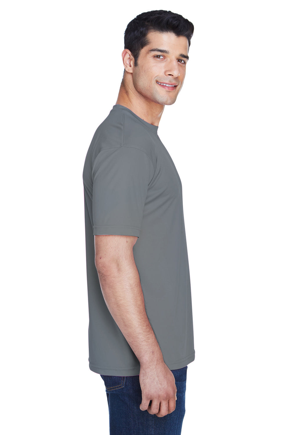 UltraClub Mens Cool & Dry Performance Moisture Wicking Short Sleeve Crewneck T-Shirt - Charcoal Grey - Closeout