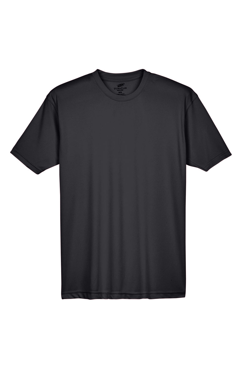 UltraClub Mens Cool & Dry Performance Moisture Wicking Short Sleeve Crewneck T-Shirt - Black - Closeout