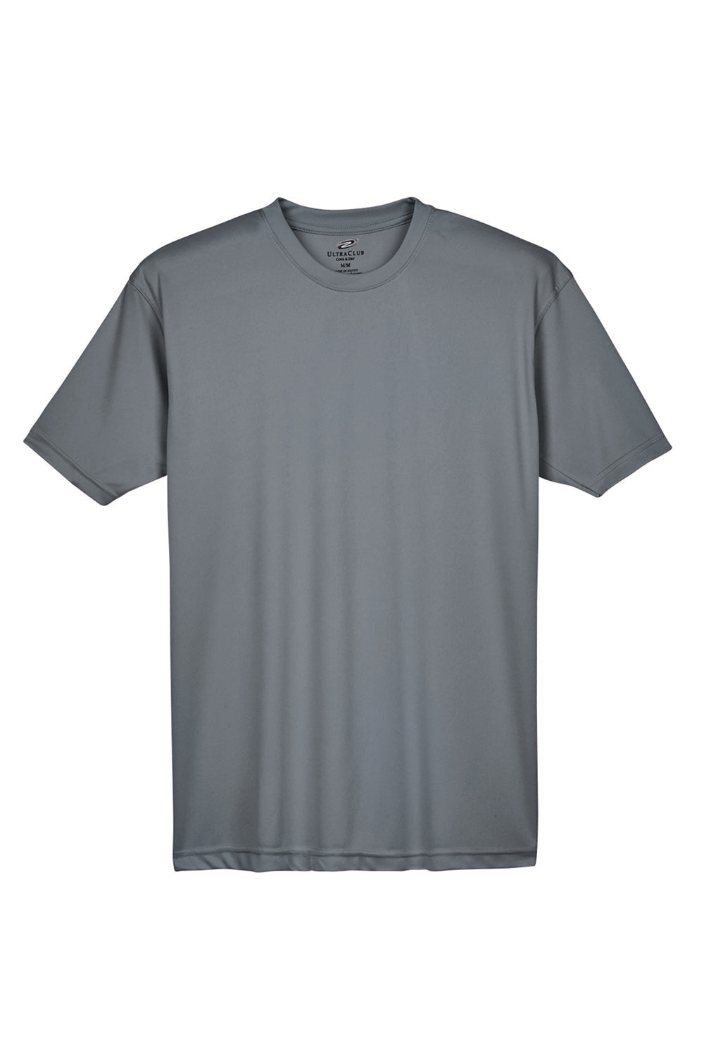 UltraClub Mens Cool & Dry Performance Moisture Wicking Short Sleeve Crewneck T-Shirt - Charcoal Grey - Closeout