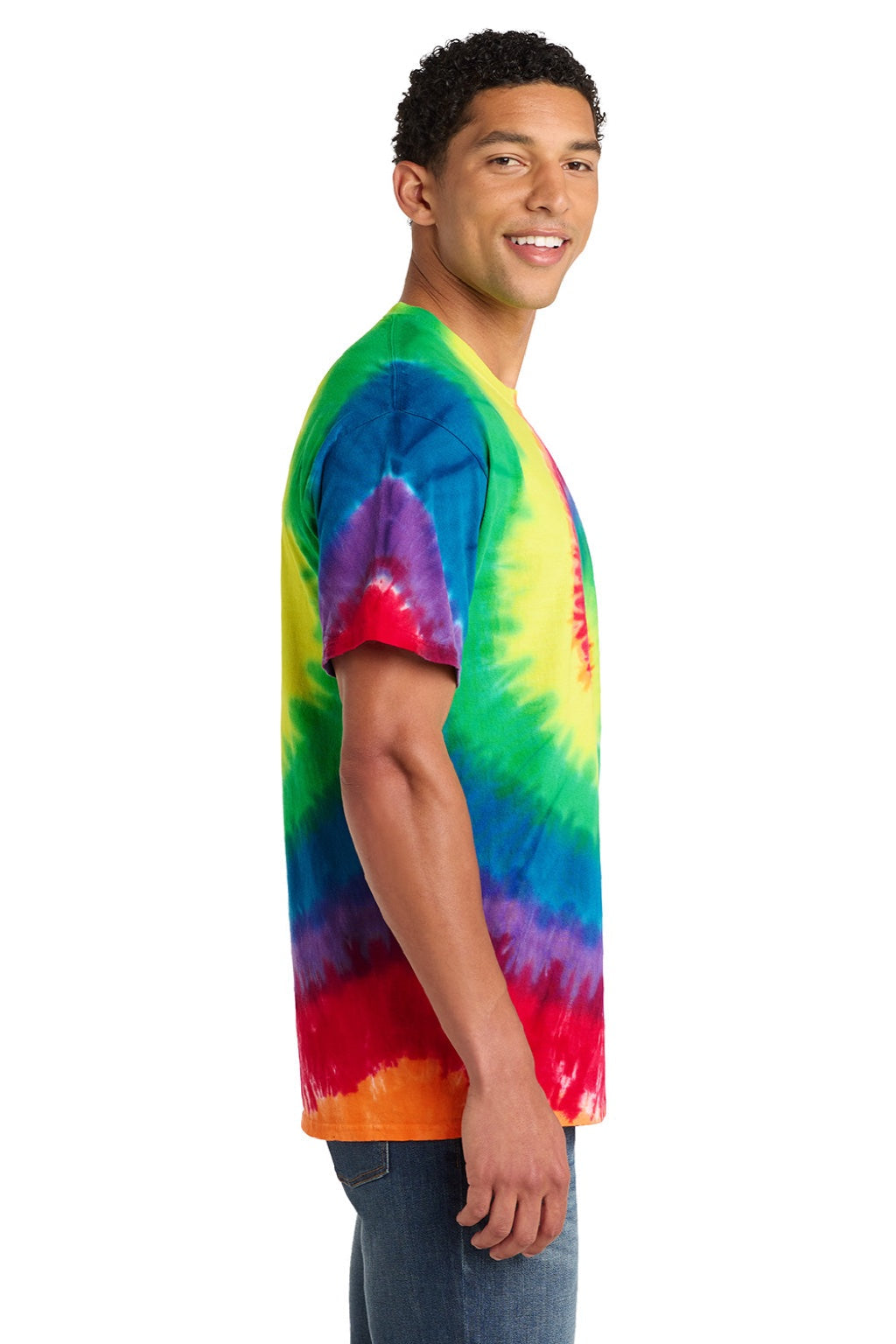 Mens Tie-Dye Short Sleeve Crewneck T-Shirt - Rainbow
