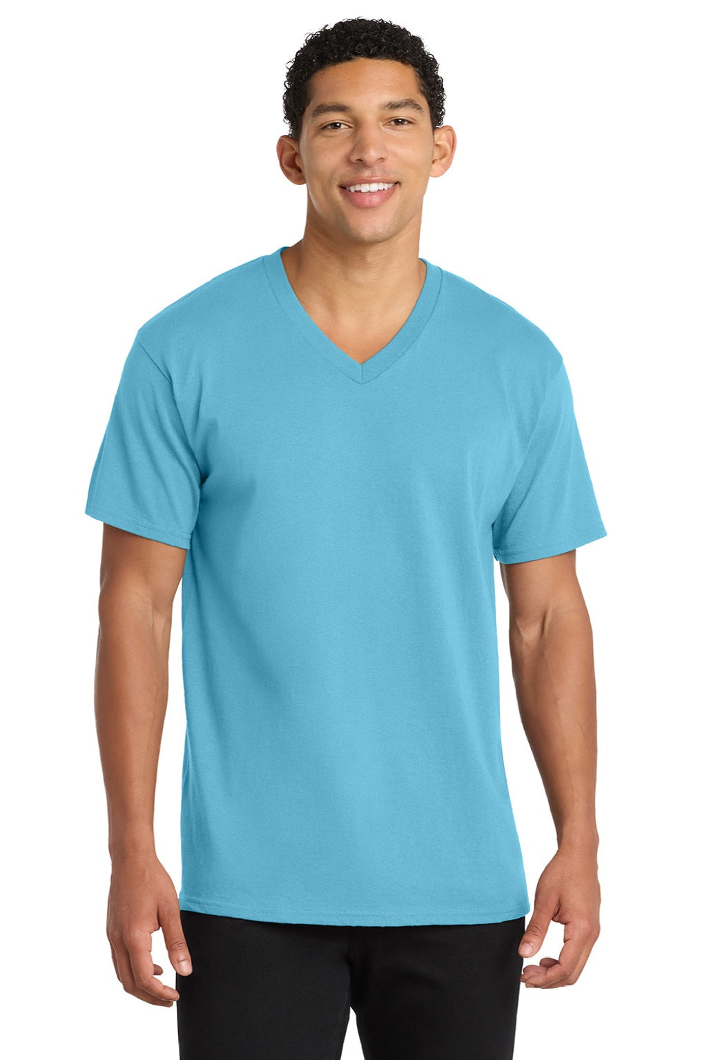 Mens Core Short Sleeve V-Neck T-Shirt - Aquatic Blue