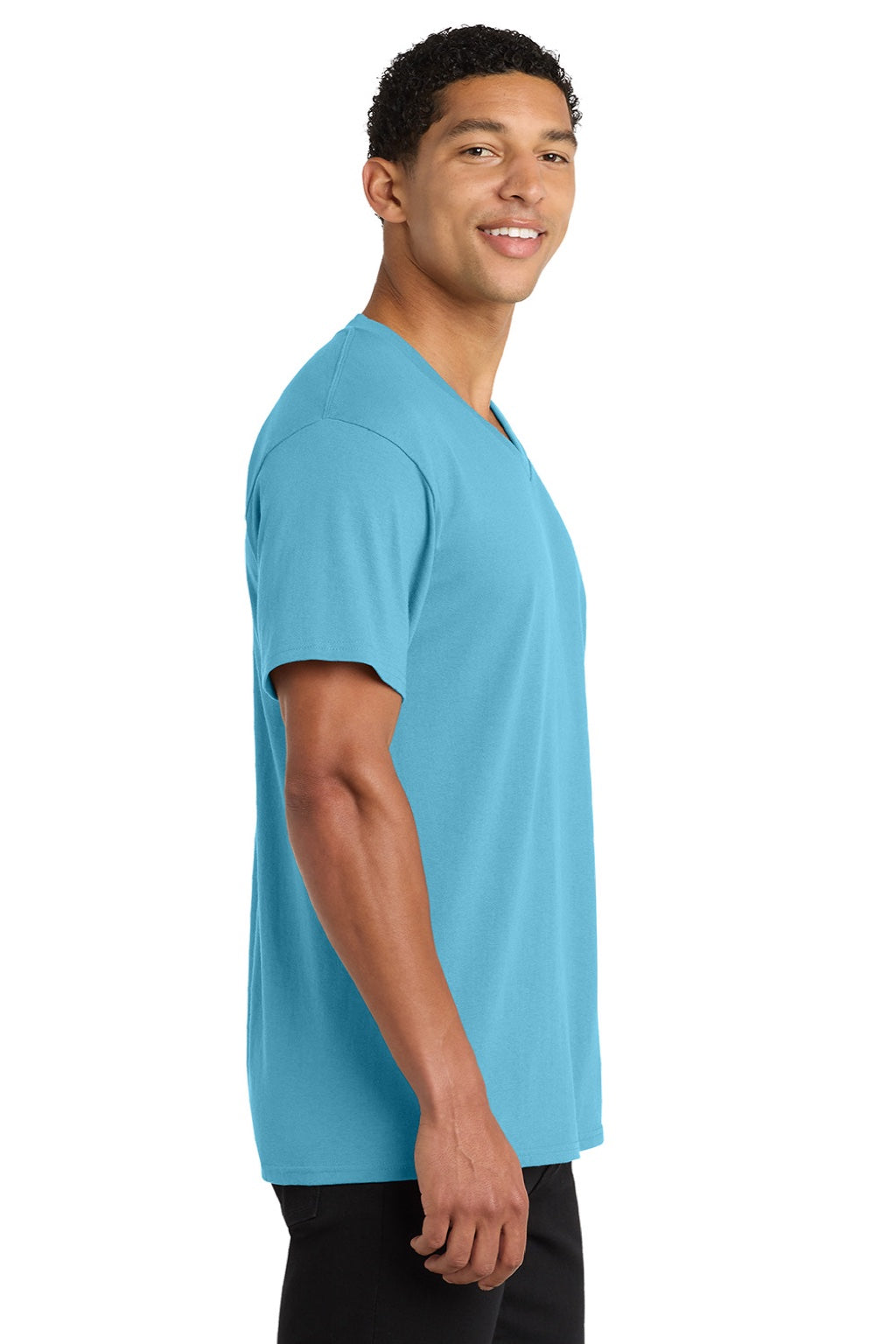 Mens Core Short Sleeve V-Neck T-Shirt - Aquatic Blue