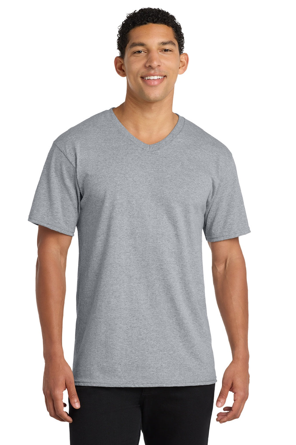 Mens Core Short Sleeve V-Neck T-Shirt - Heather Grey