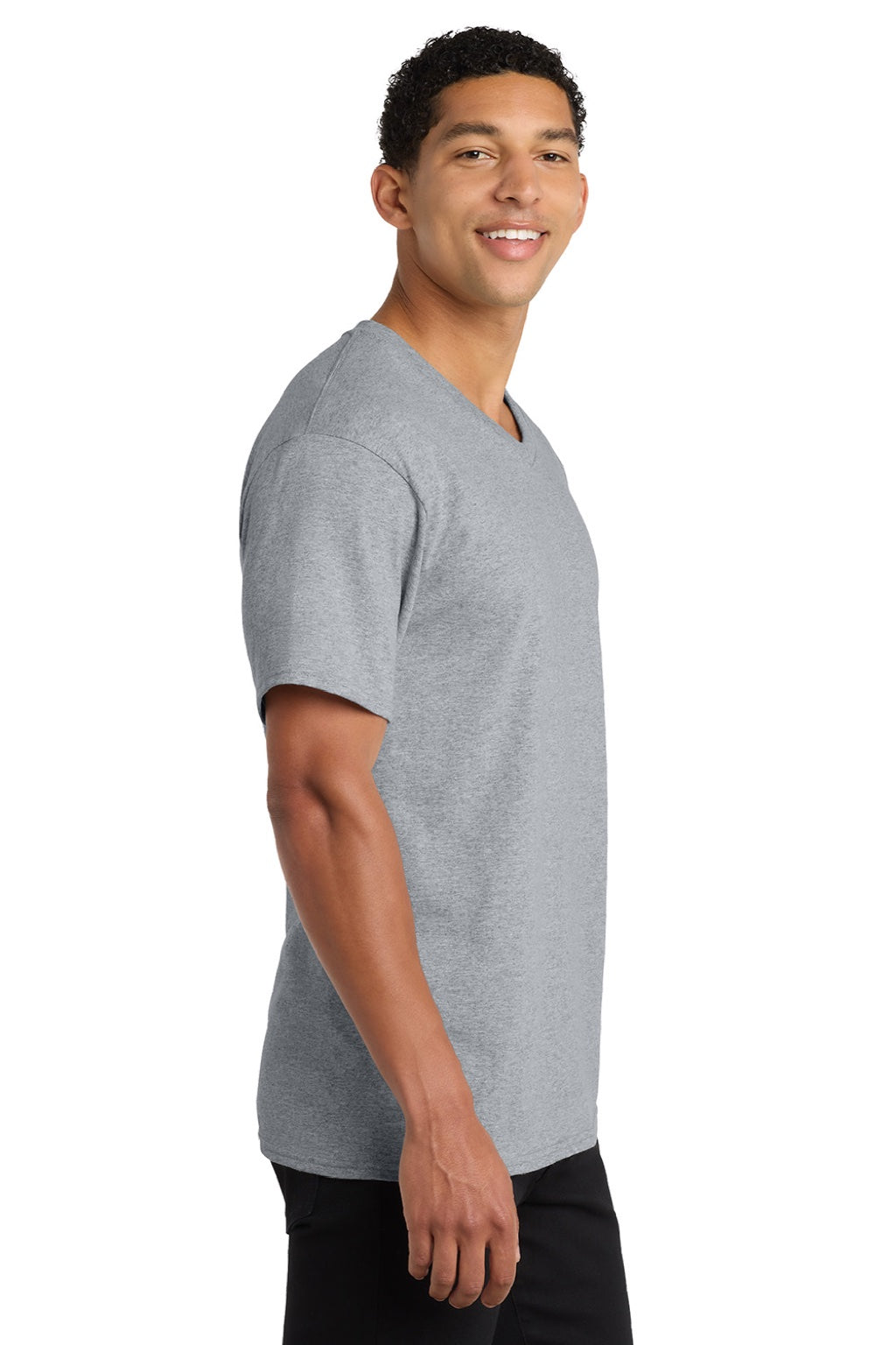 Mens Core Short Sleeve V-Neck T-Shirt - Heather Grey