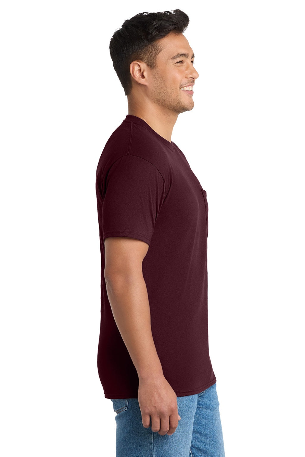 Mens Core Short Sleeve Crewneck T-Shirt w/ Pocket - Athletic Maroon
