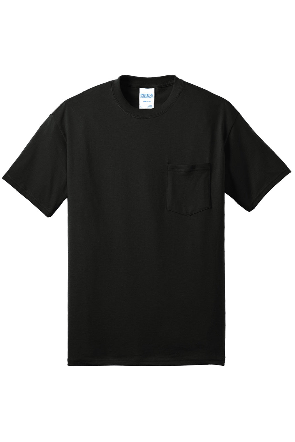 Mens Core Short Sleeve Crewneck T-Shirt w/ Pocket - Jet Black