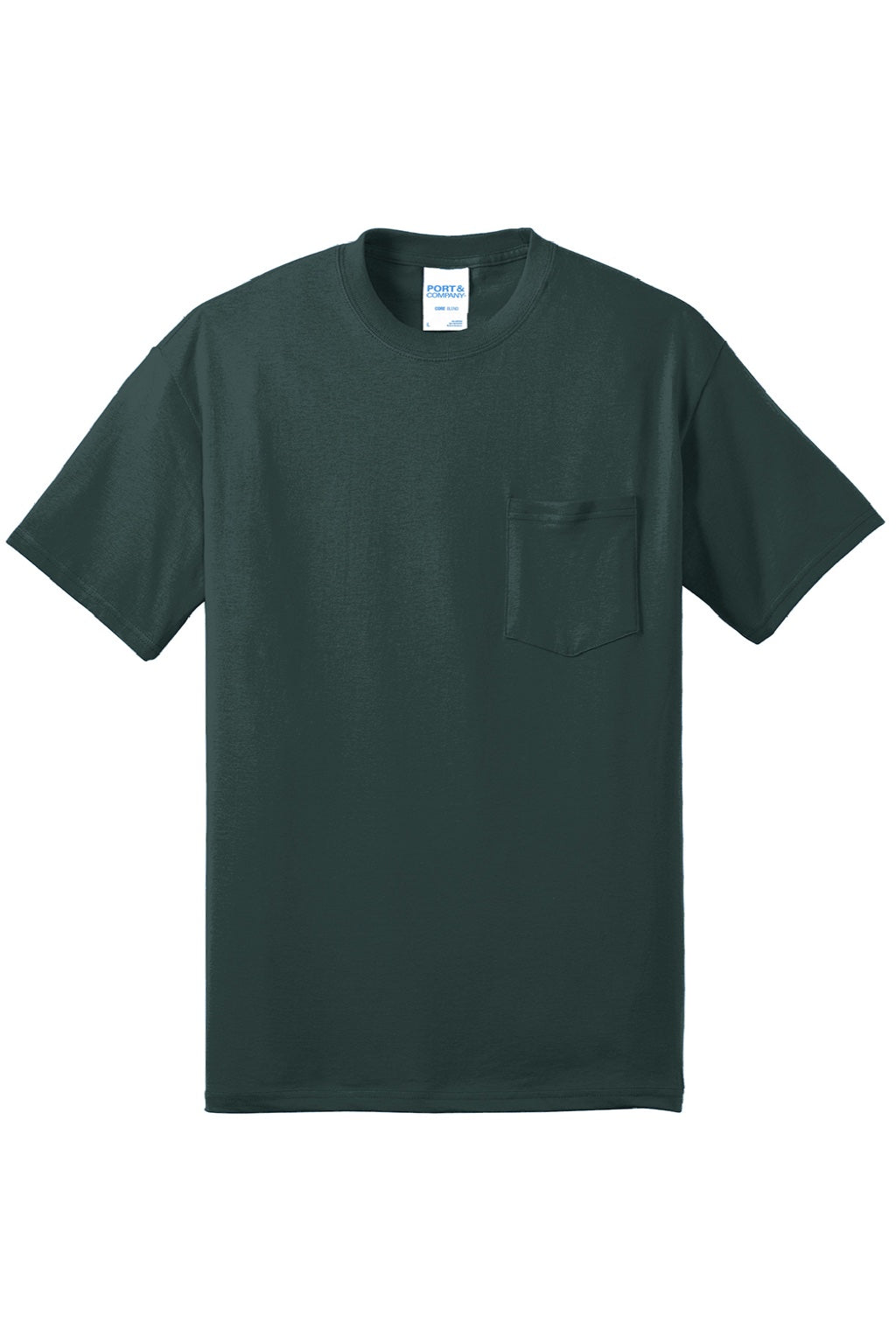 Mens Core Short Sleeve Crewneck T-Shirt w/ Pocket - Dark Green