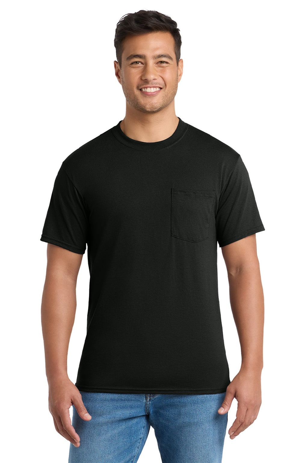 Mens Core Short Sleeve Crewneck T-Shirt w/ Pocket - Jet Black