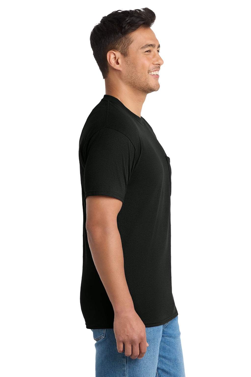 Mens Core Short Sleeve Crewneck T-Shirt w/ Pocket - Jet Black