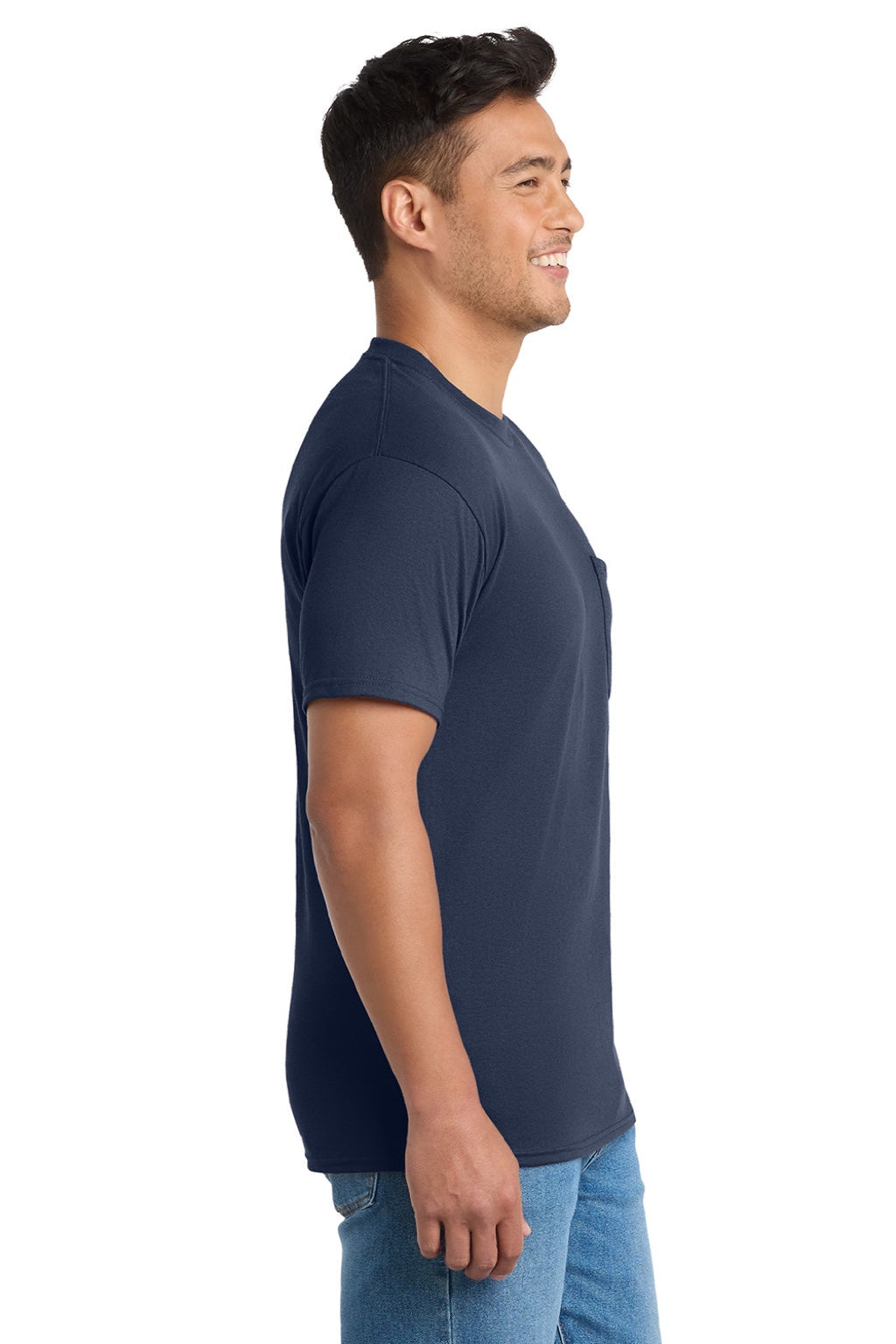 Mens Core Short Sleeve Crewneck T-Shirt w/ Pocket - Navy Blue