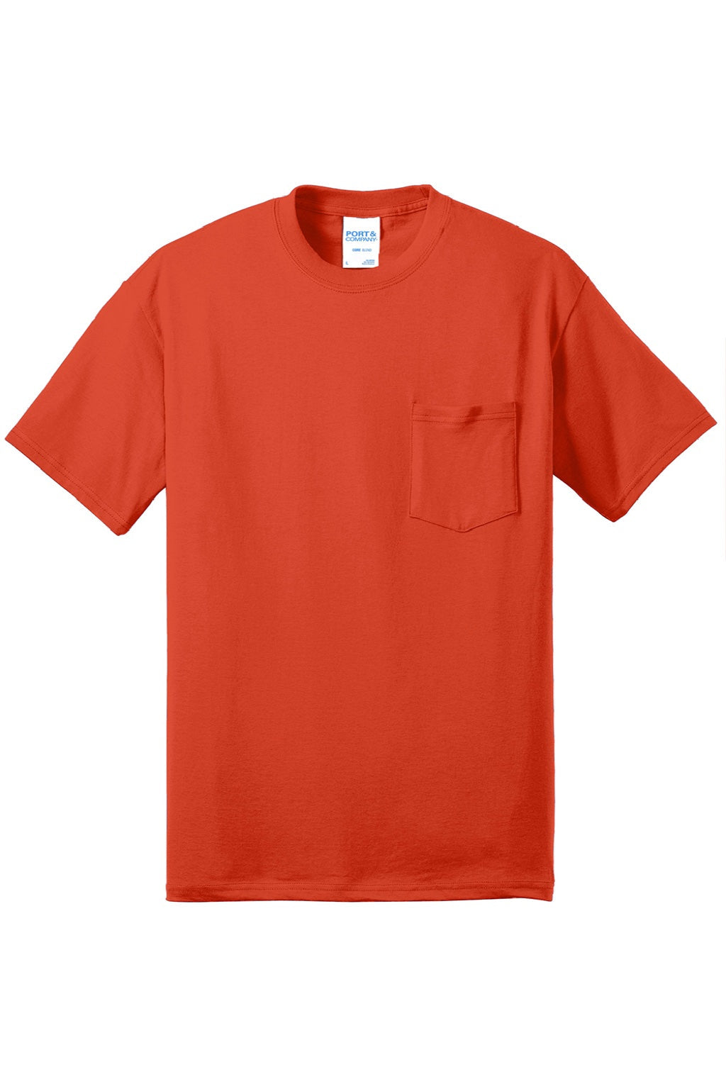 Mens Core Short Sleeve Crewneck T-Shirt w/ Pocket - Orange