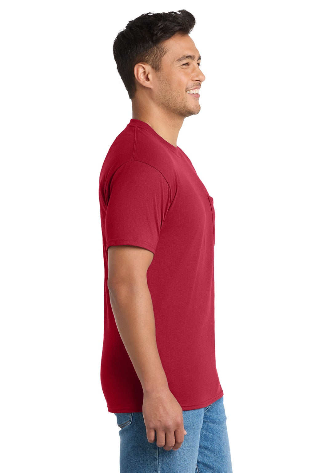 Mens Core Short Sleeve Crewneck T-Shirt w/ Pocket - Red