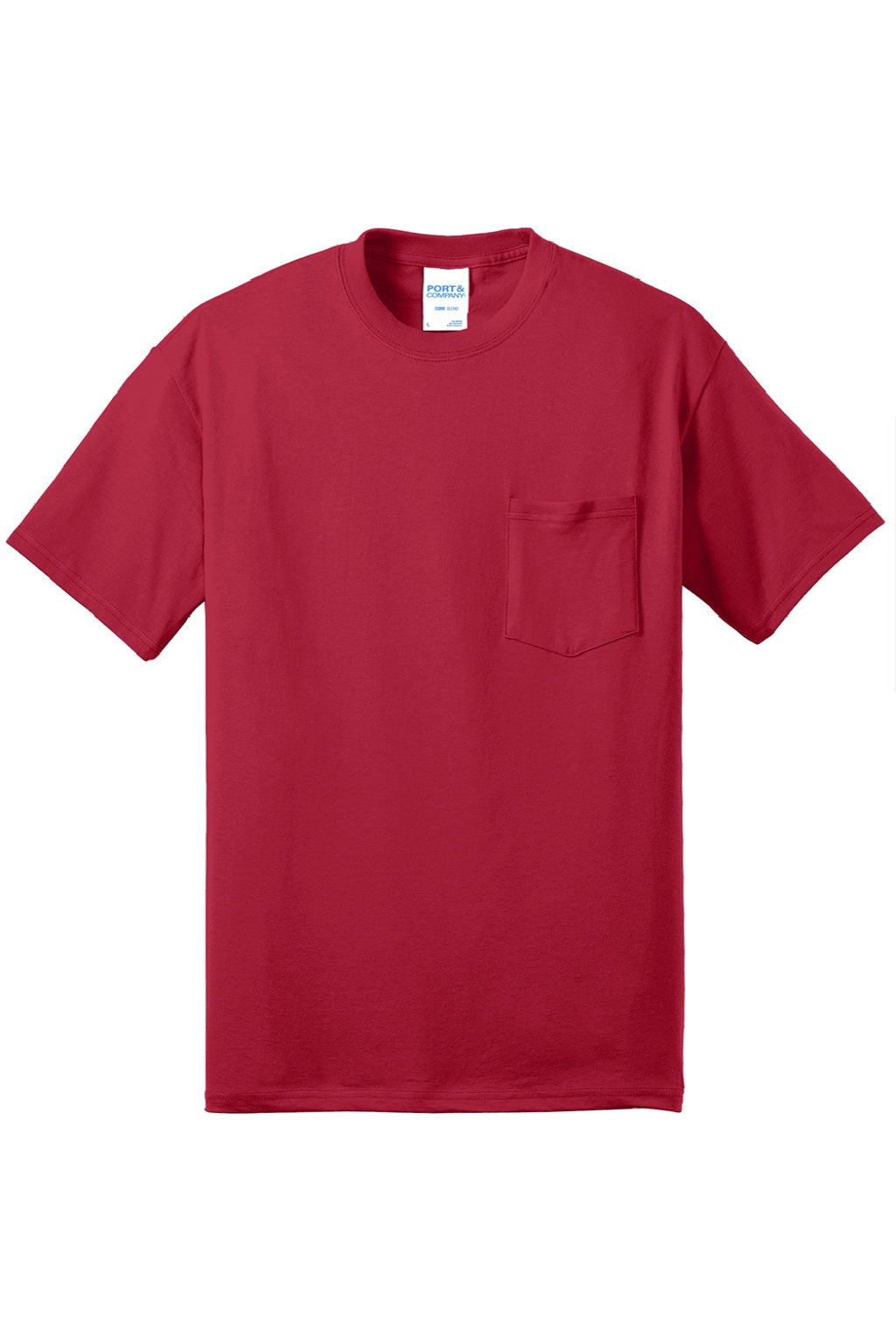 Mens Core Short Sleeve Crewneck T-Shirt w/ Pocket - Red