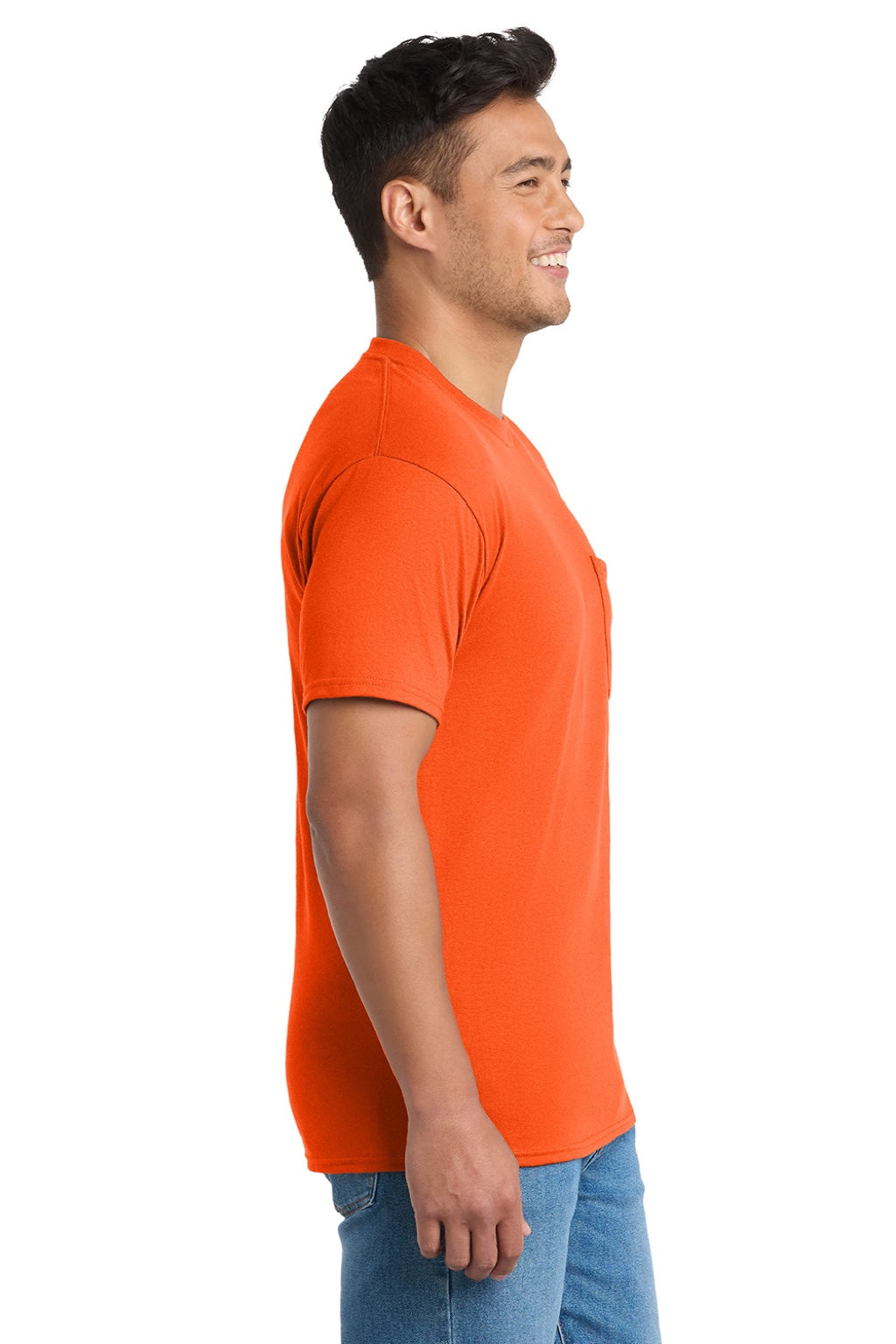 Mens Core Short Sleeve Crewneck T-Shirt w/ Pocket - Safety Orange