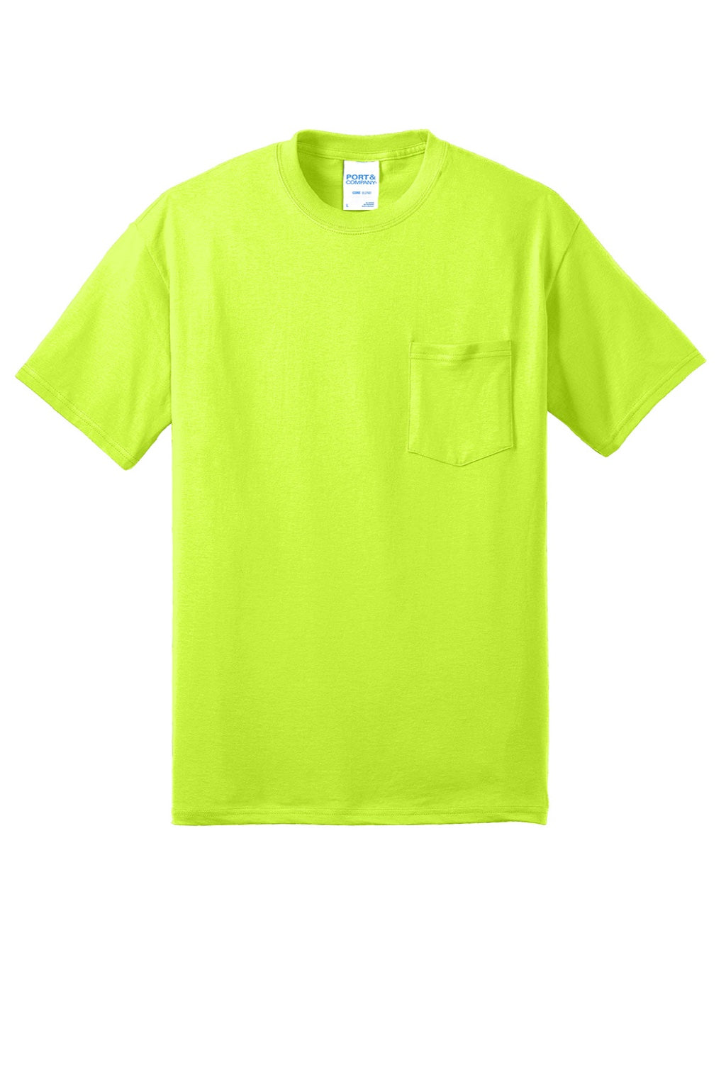Mens Core Short Sleeve Crewneck T-Shirt w/ Pocket - Safety Green