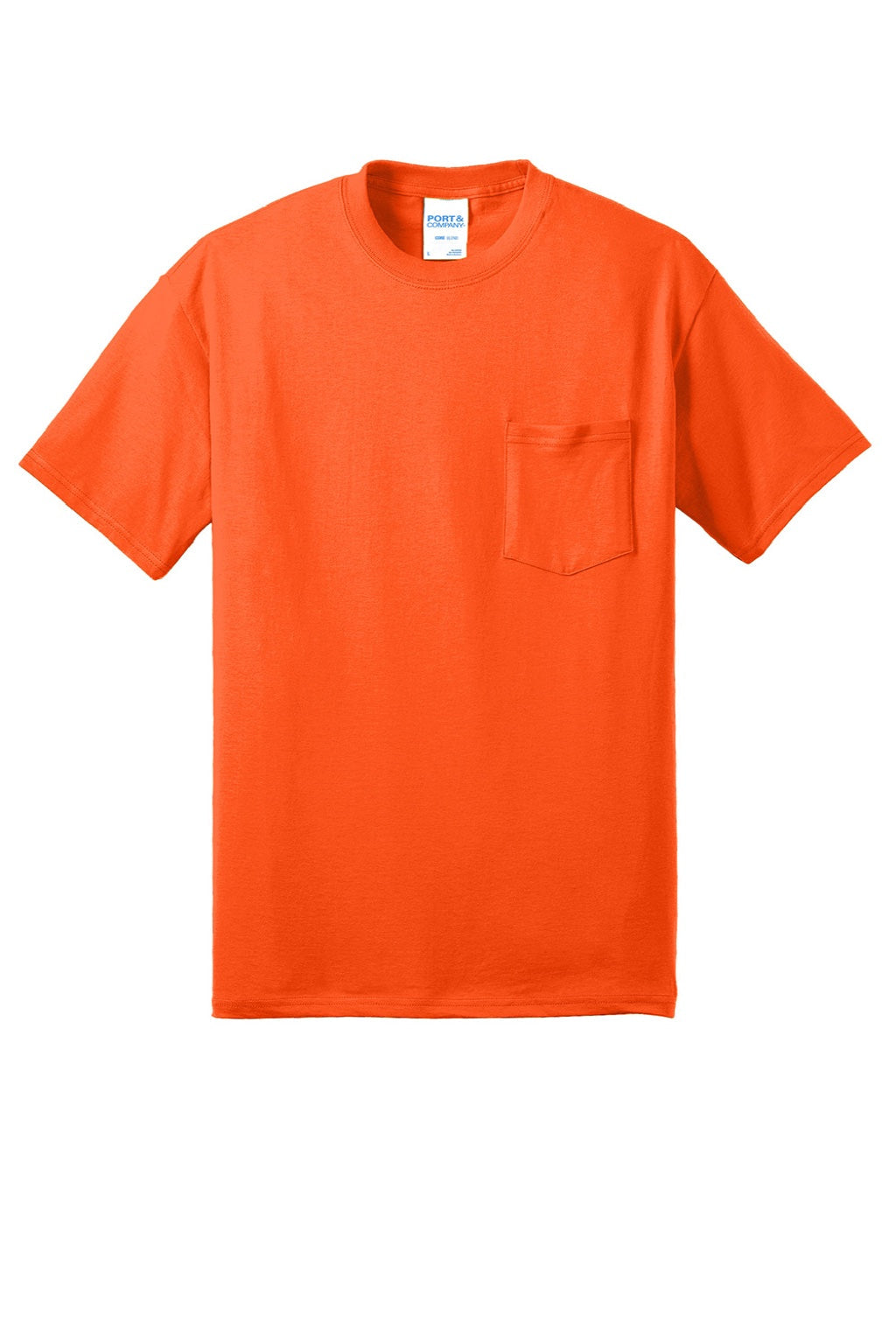 Mens Core Short Sleeve Crewneck T-Shirt w/ Pocket - Safety Orange