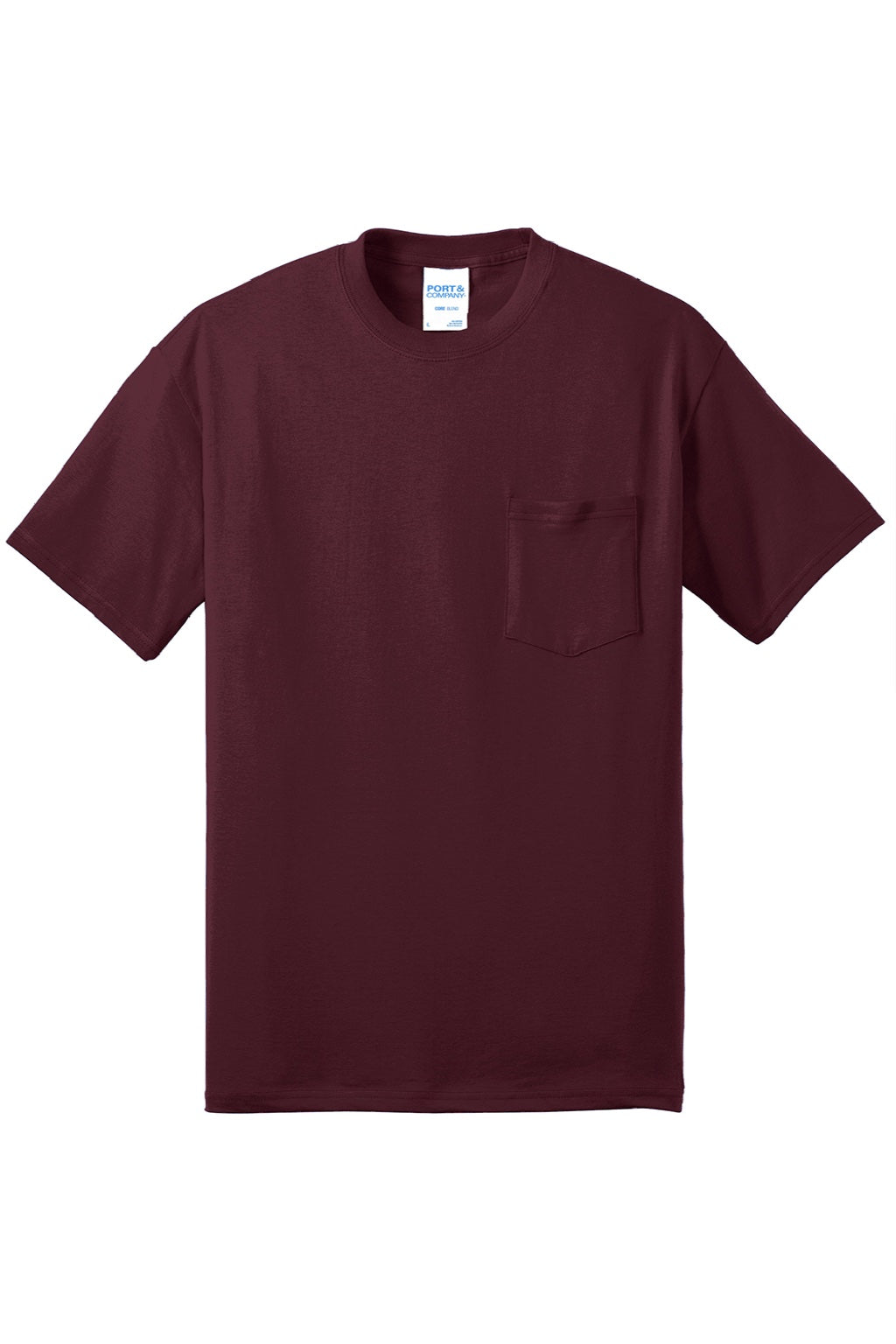 Mens Core Short Sleeve Crewneck T-Shirt w/ Pocket - Athletic Maroon