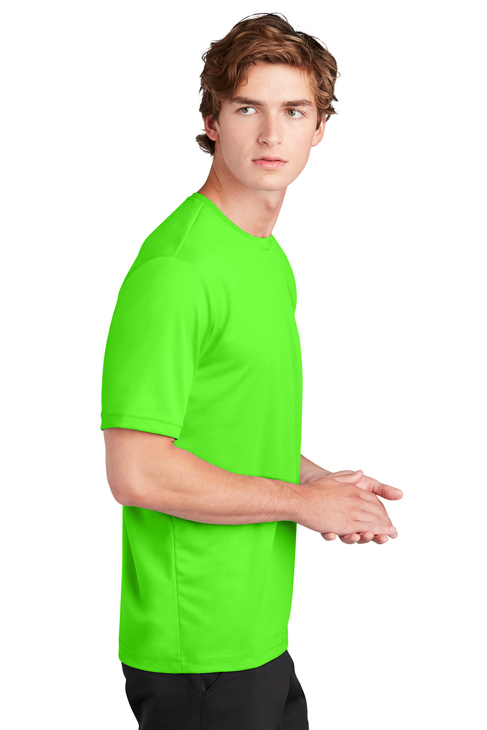 Sport-Tek Mens RacerMesh Moisture Wicking Short Sleeve Crewneck T-Shirt - Neon Green