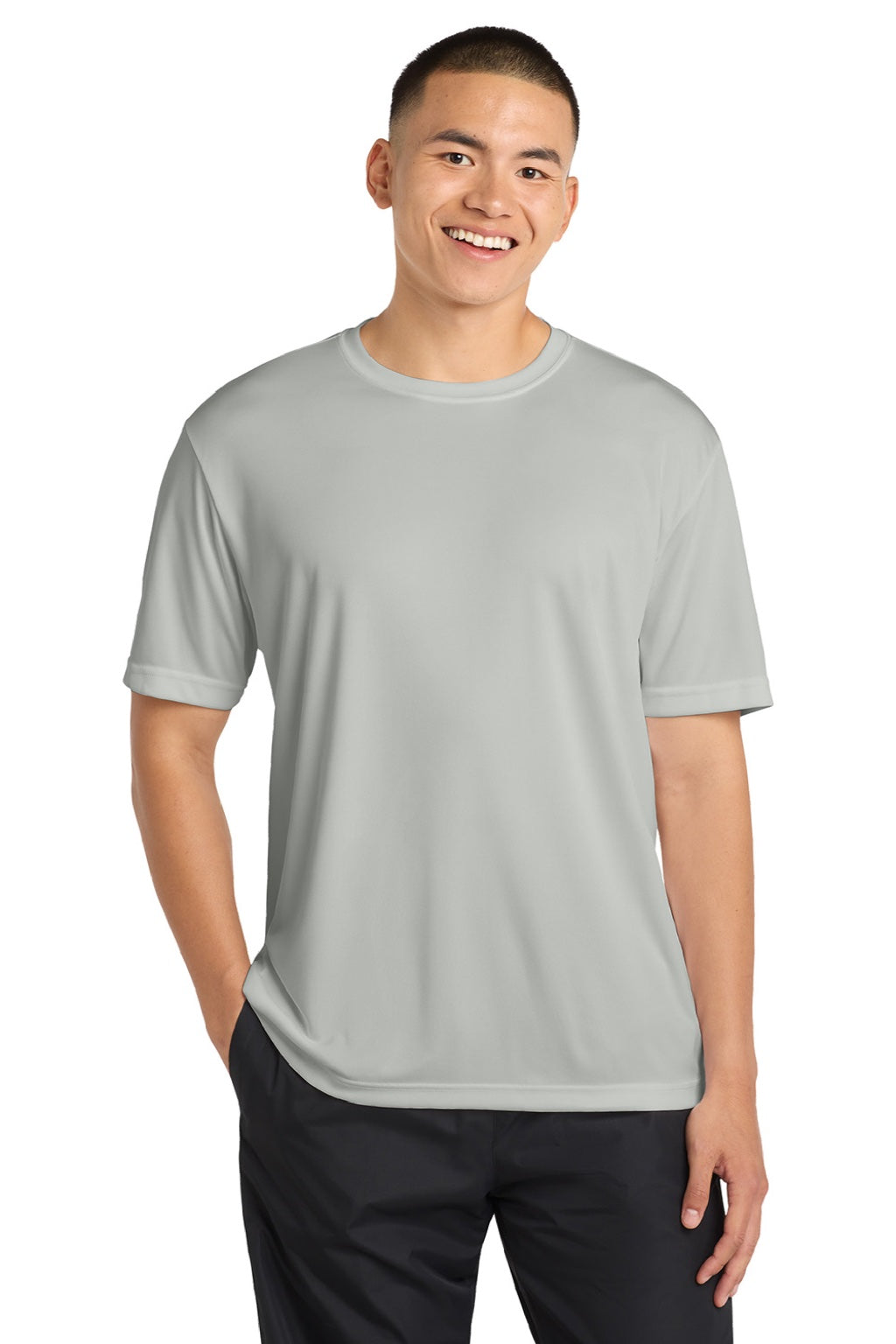 Sport-Tek Mens Competitor Moisture Wicking Short Sleeve Crewneck T-Shirt - Silver Grey