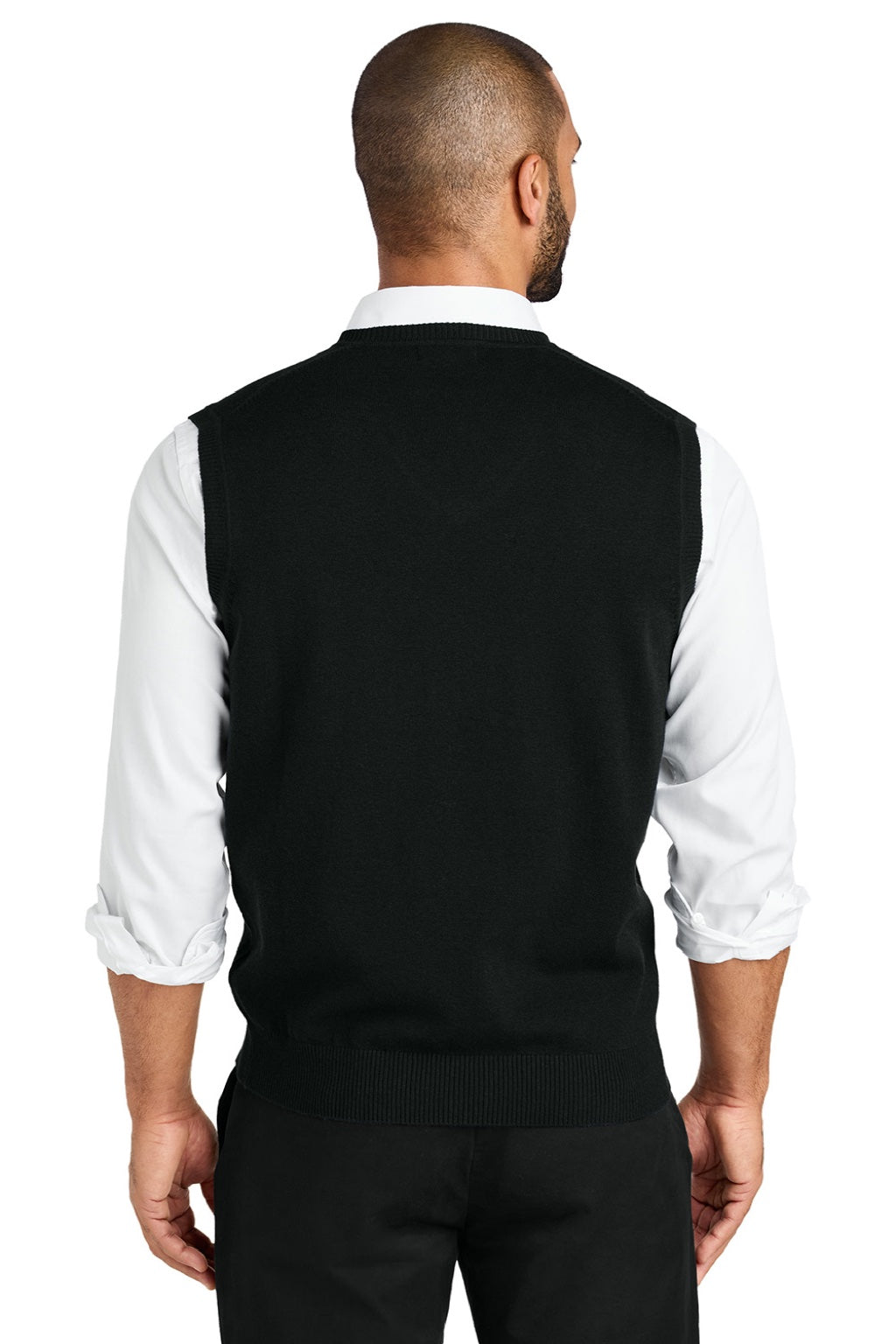 Mens Easy Care V-Neck Sweater Vest - Deep Black