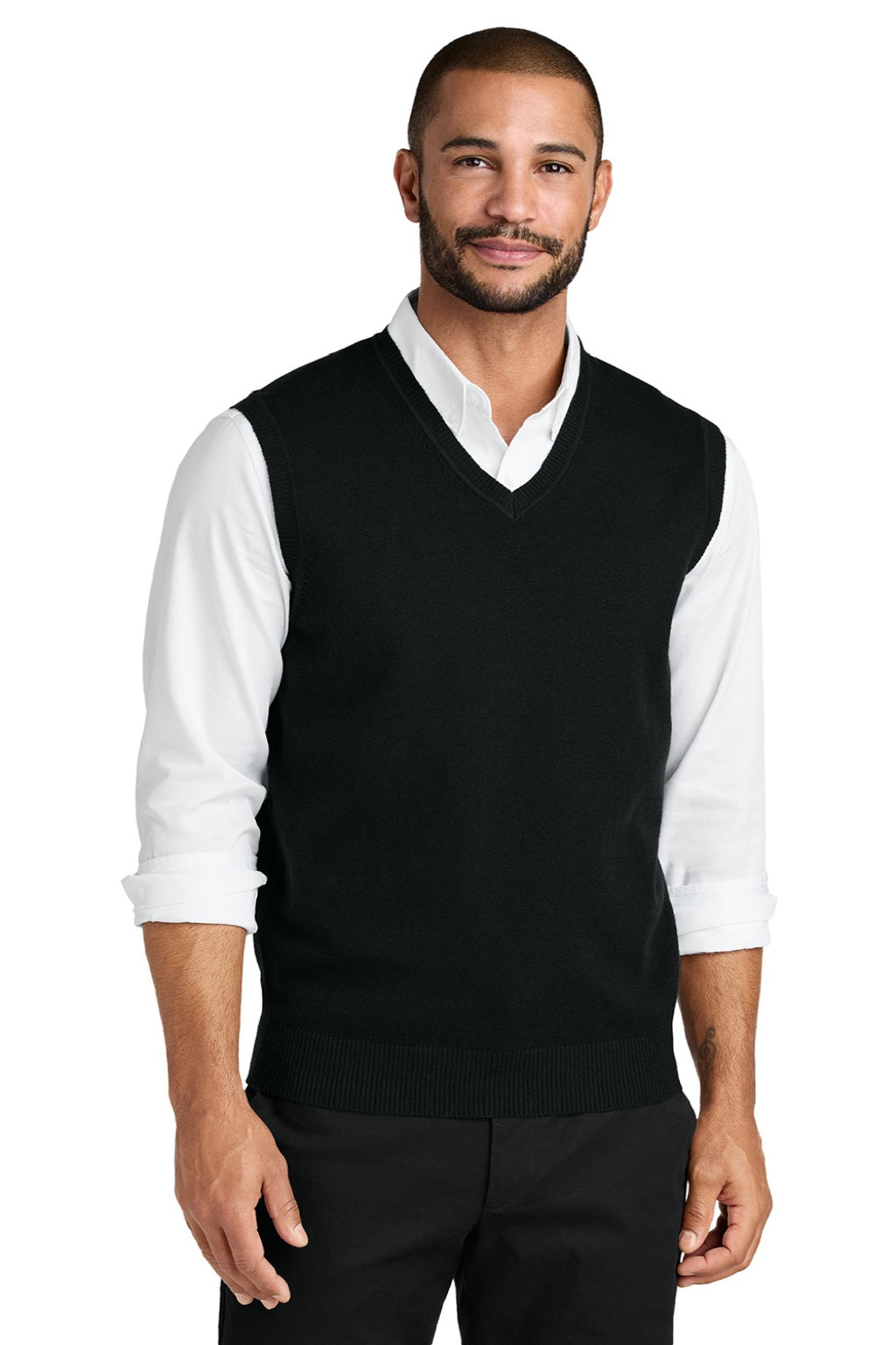 Mens Easy Care V-Neck Sweater Vest - Deep Black