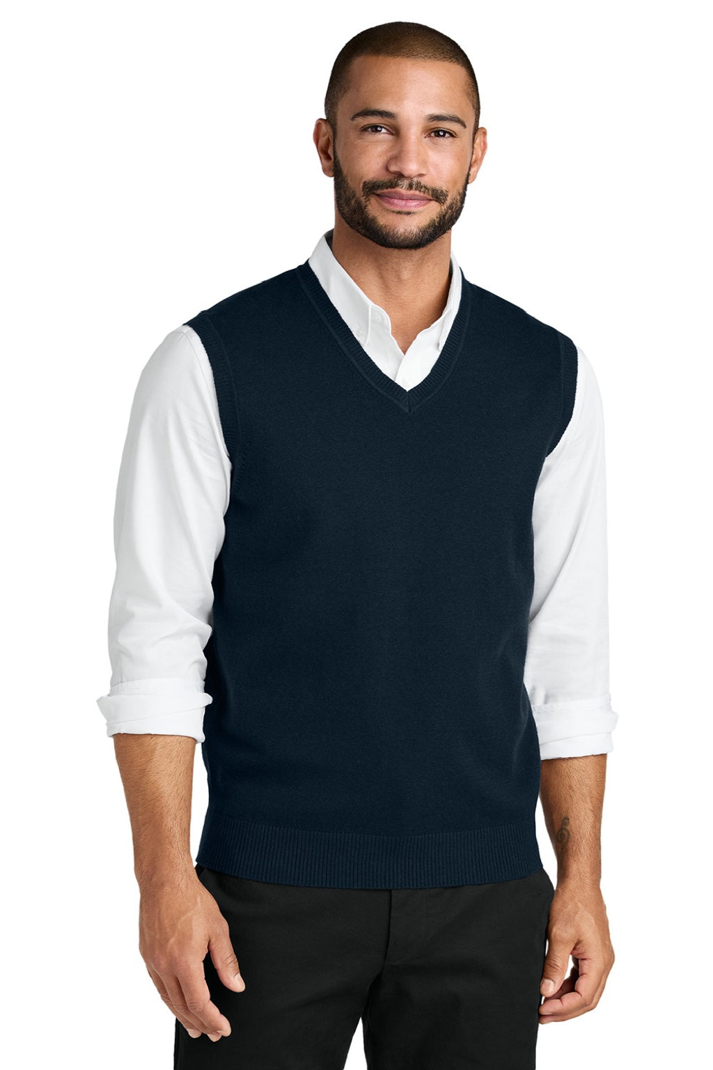 Mens Easy Care V-Neck Sweater Vest - River Navy Blue